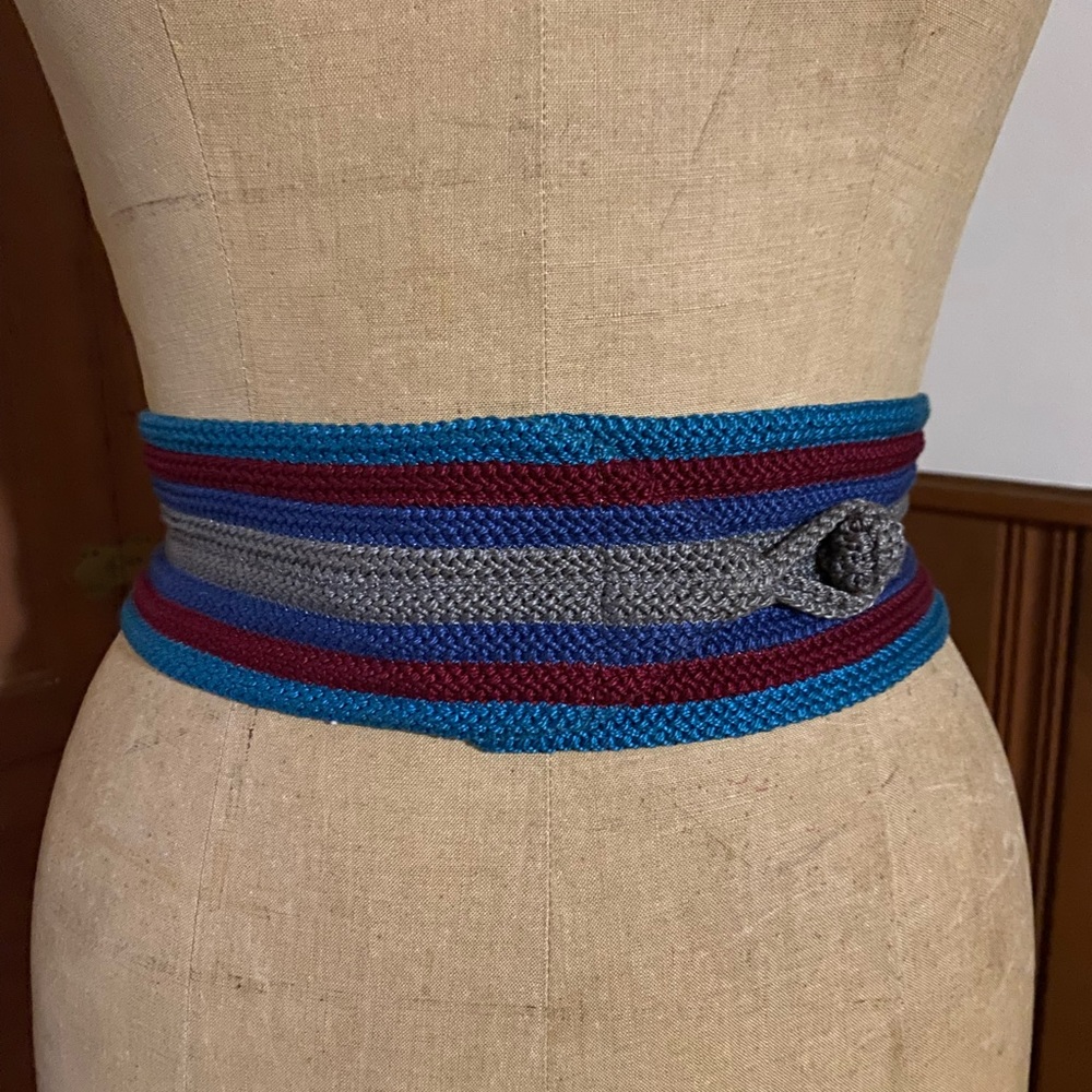 Stripe OBI Button Belt